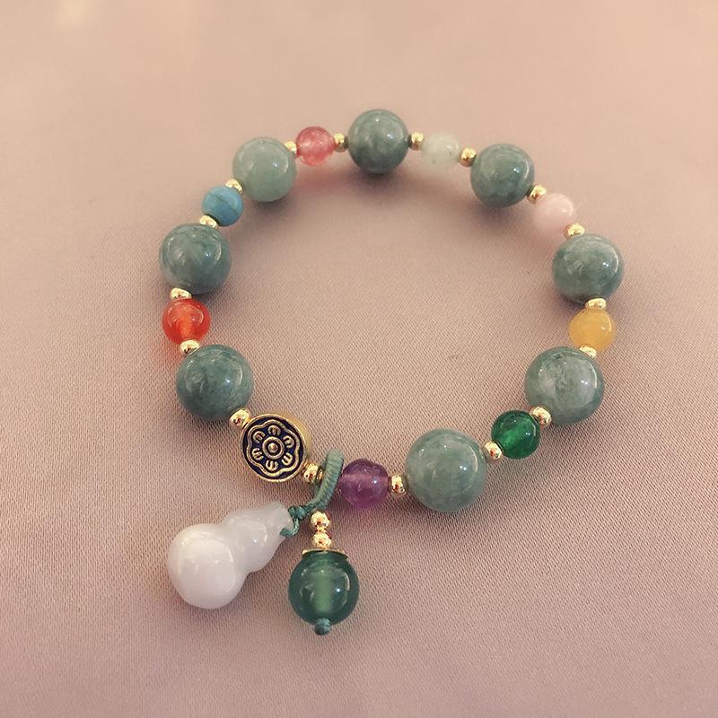 Feng Shui Calabash Green Jade Lotus Beads Wealth Bracelet - FengshuiGallary