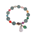Feng Shui Calabash Green Jade Lotus Beads Wealth Bracelet - FengshuiGallary