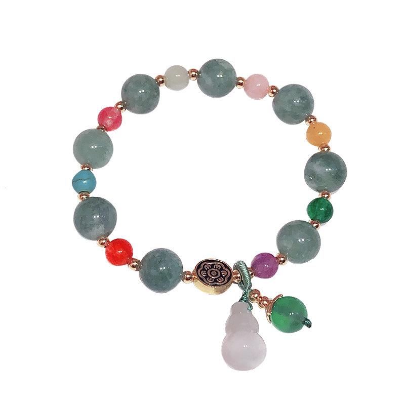 Feng Shui Calabash Green Jade Lotus Beads Wealth Bracelet - FengshuiGallary