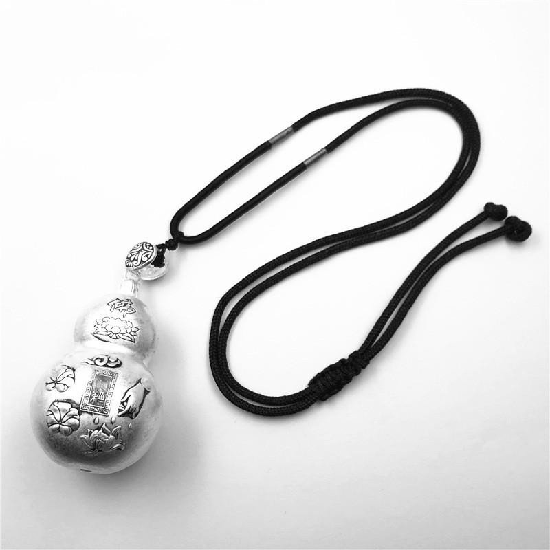 Feng Shui Calabash Lotus Lucky Silver Pendant - FengshuiGallary