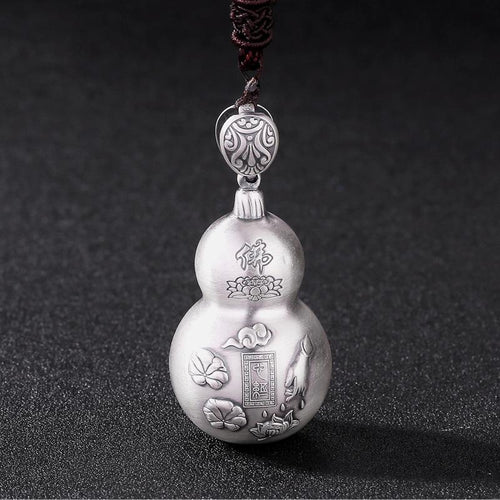 Feng Shui Calabash Lotus Lucky Silver Pendant - FengshuiGallary