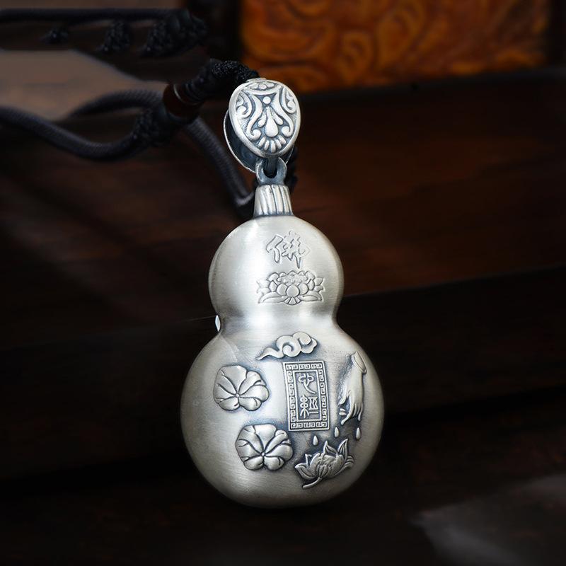 Feng Shui Calabash Lotus Lucky Silver Pendant - FengshuiGallary