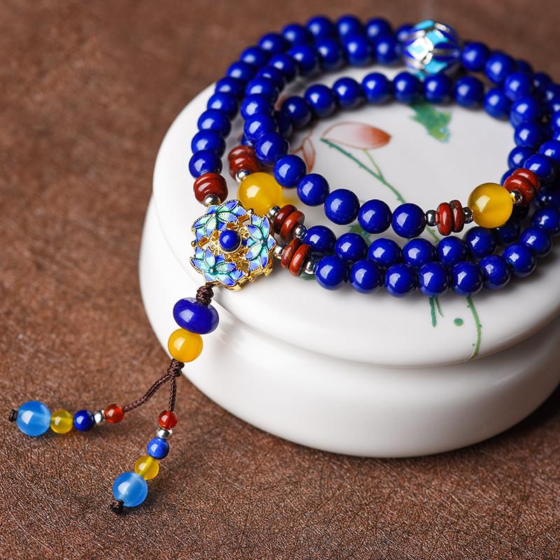 Feng Shui Cloisonne Blue Crystal Beads Wealth Bracelet - FengshuiGallary