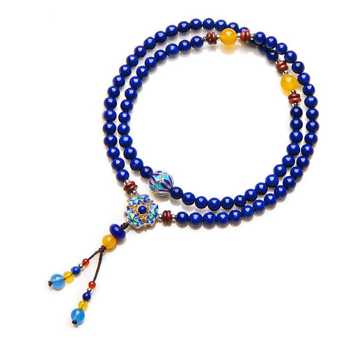 Feng Shui Cloisonne Blue Crystal Beads Wealth Bracelet - FengshuiGallary