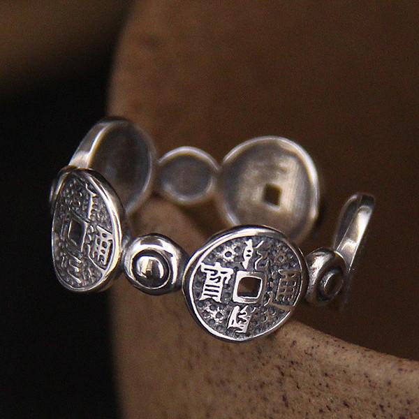 Feng Shui Coin Silver Lucky Ring - FengshuiGallary