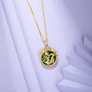 Feng Shui Dragon Green Jade Auspicious Pendant Necklace - FengshuiGallary