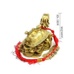 Feng Shui Dragon Turtle Lucky Brass Statue - FengshuiGallary