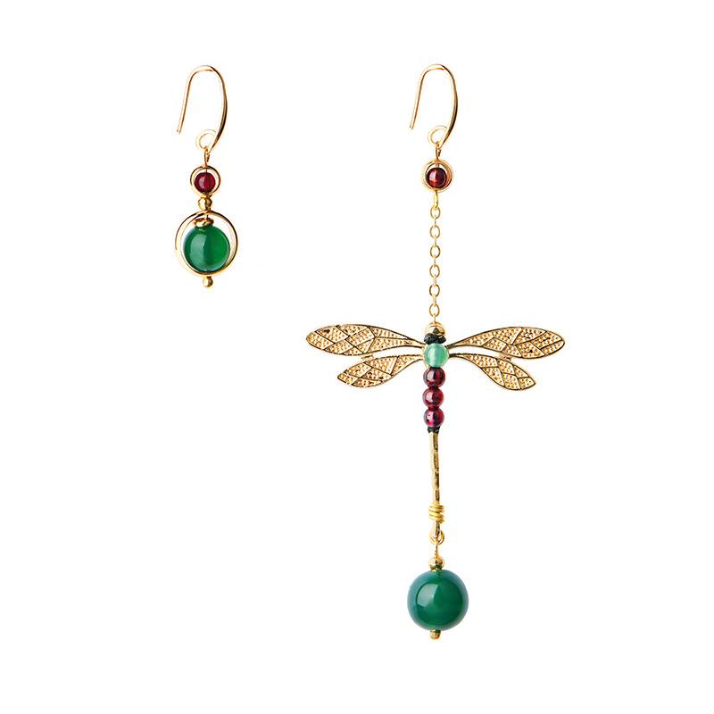 Feng Shui Dragonfly Green Jade Lucky Women Earring - FengshuiGallary