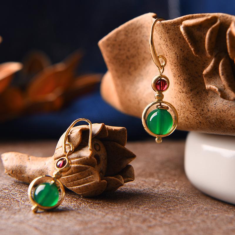 Feng Shui Dragonfly Green Jade Lucky Women Earring - FengshuiGallary