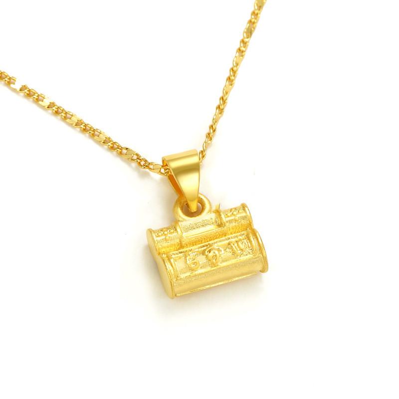 Feng Shui Fortune Lock Gold Pendant Necklace - FengshuiGallary