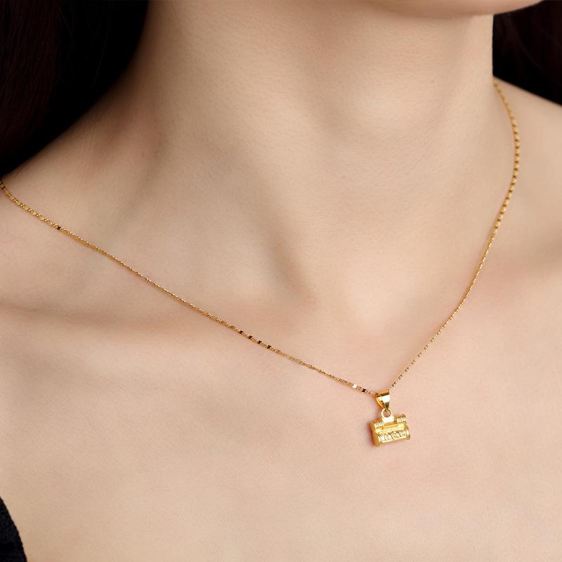Feng Shui Fortune Lock Gold Pendant Necklace - FengshuiGallary