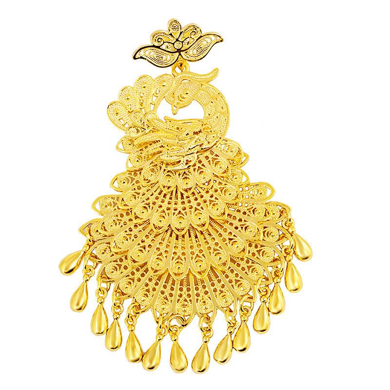 Feng Shui Gold Peacock Lucky Pendant - FengshuiGallary