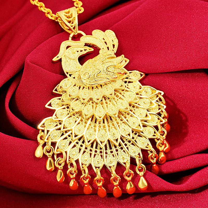 Feng Shui Gold Peacock Lucky Pendant - FengshuiGallary