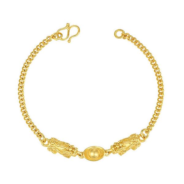 Feng Shui Ingot Double Pixiu Wealth Gold Bracelet - FengshuiGallary