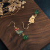 Feng Shui Koi Fish Green Jade Wealth Earring - FengshuiGallary