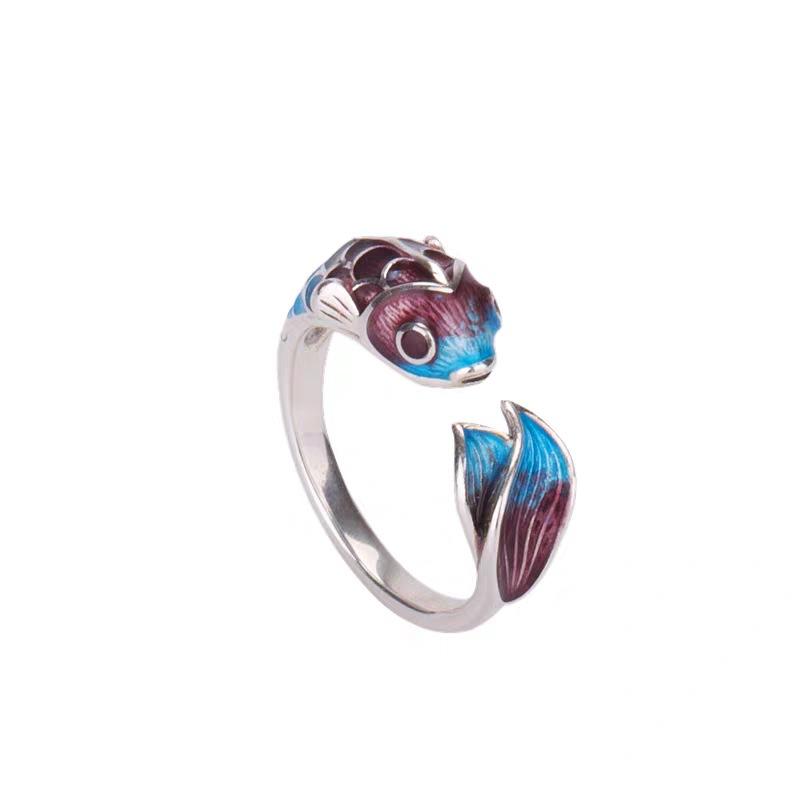 Feng Shui Koi Fish Wealth Silver Ring - FengshuiGallary