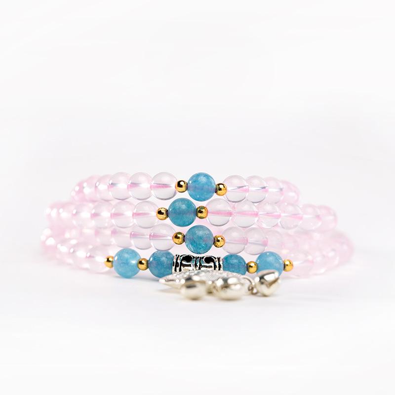 Feng Shui Long Life Lock Pink Crystal 108 Beads Healing Necklace - FengshuiGallary