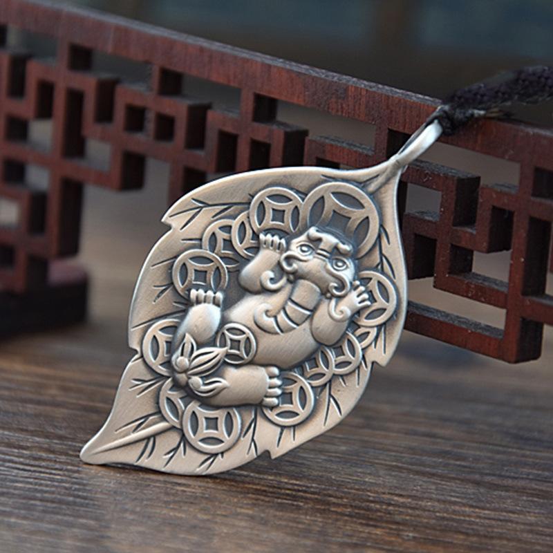 Feng Shui Money Tree Coin Pixiu Silver Wealth Pendant - FengshuiGallary