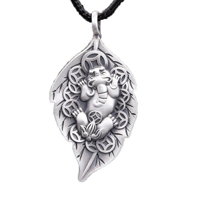 Feng Shui Money Tree Coin Pixiu Silver Wealth Pendant - FengshuiGallary
