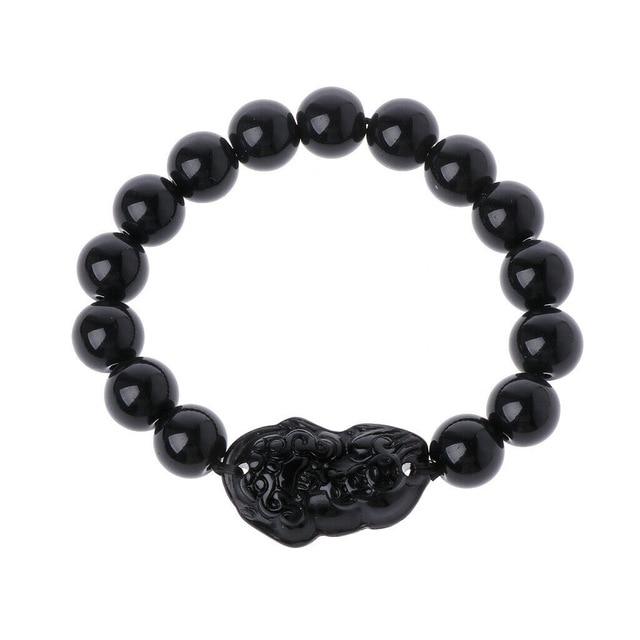 2x Feng Shui Black Obsidian Beads Bracelet Attract Wealth Good