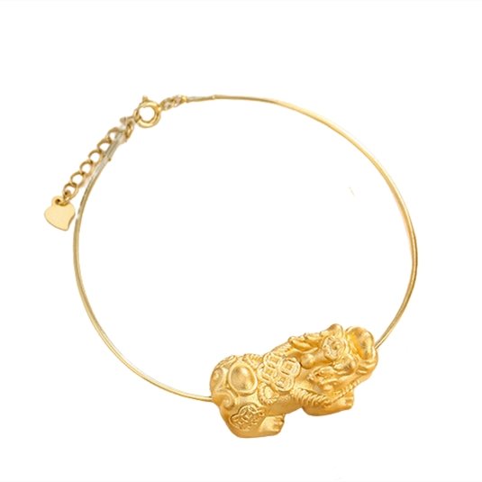 Feng Shui Pixiu Gold Plated 999 Silver Wealth Bracelet - FengshuiGallary
