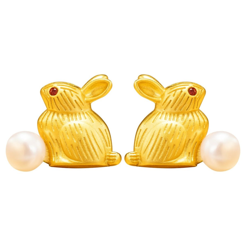 Feng Shui Rabbit Natural Pearl Wealth Earring - FengshuiGallary