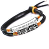 Feng Shui Six True Words Mantra Silver Leather Bracelet - FengshuiGallary
