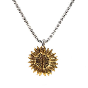 Feng Shui Sunflower Lucky Pendant Silver Necklace - FengshuiGallary
