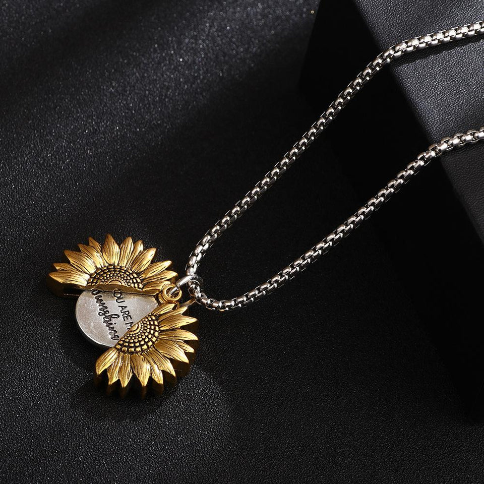 Feng Shui Sunflower Lucky Pendant Silver Necklace - FengshuiGallary