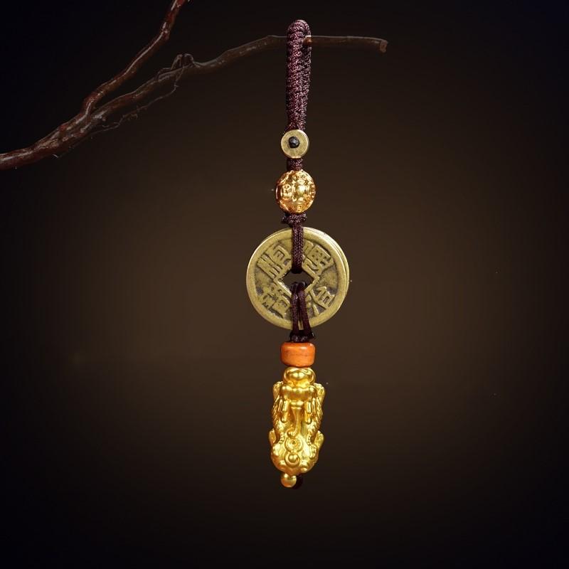 Feng Shui Wealth And Success Coin Gold Pixiu Key Chain - FengshuiGallary