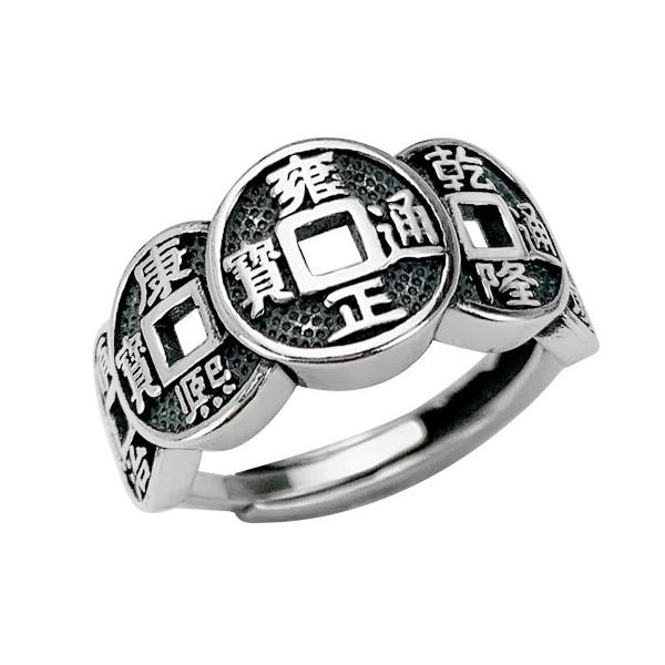 Feng Shui Wealth And Success Coins Silver Ring - FengshuiGallary
