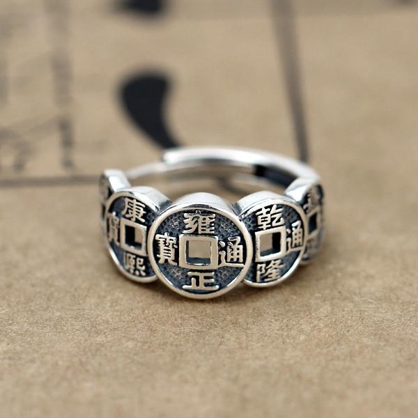 Feng Shui Wealth And Success Coins Silver Ring - FengshuiGallary