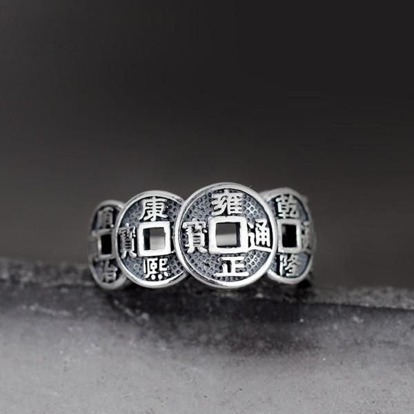 Feng Shui Wealth And Success Coins Silver Ring - FengshuiGallary