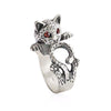 Feng Shui Wealth Cat Silver Ring - FengshuiGallary