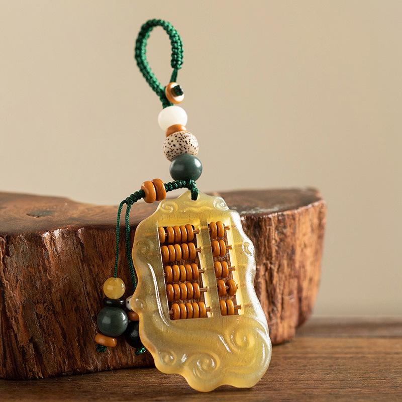 Feng Shui White Jade Chinese Abacus Keychain - FengshuiGallary