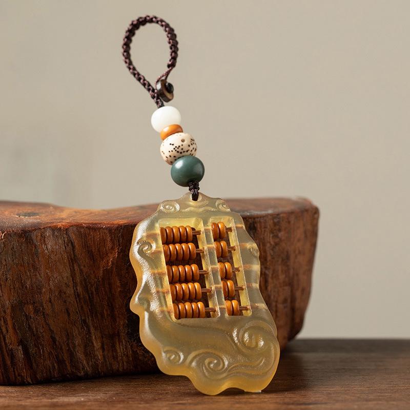 Feng Shui White Jade Chinese Abacus Keychain - FengshuiGallary