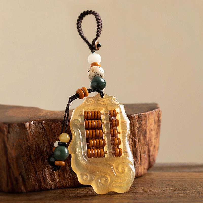 Feng Shui White Jade Chinese Abacus Keychain - FengshuiGallary