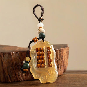 Feng Shui White Jade Chinese Abacus Keychain - FengshuiGallary
