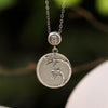 Fengshui Bamboo Hetian Jade 925 Silver Pendant Necklace - FengshuiGallary
