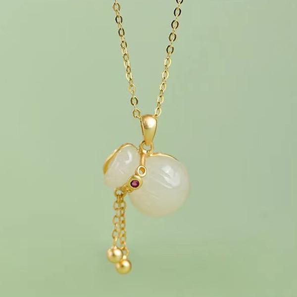 Fengshui Calabash Jade Pendant 925 Nacklace - FengshuiGallary