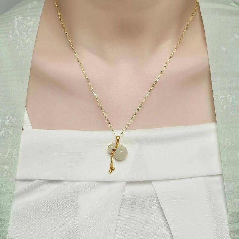 Fengshui Calabash Jade Pendant 925 Nacklace - FengshuiGallary