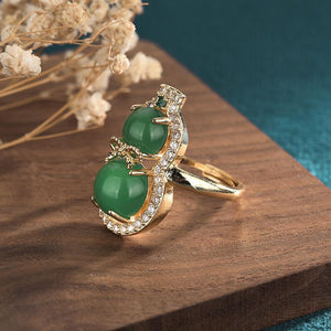 Fengshui Calabash Ring-Green Jade - FengshuiGallary