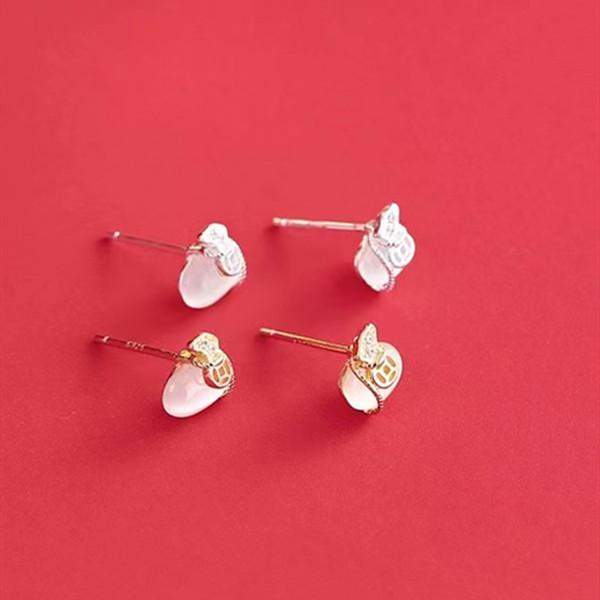Fengshui Coin Cat Eye Stone Stud Earrings - FengshuiGallary