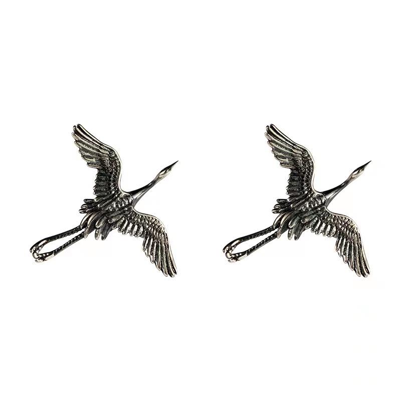 Fengshui Crane 925 Sterling Silver Stud Earrings - FengshuiGallary