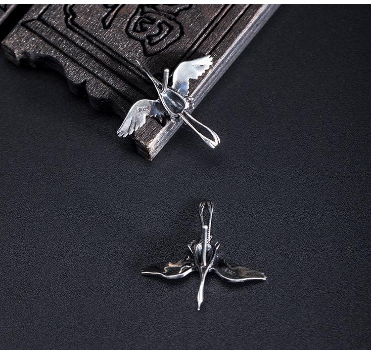 Fengshui Crane 925 Sterling Silver Stud Earrings - FengshuiGallary
