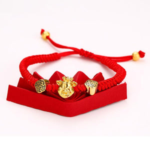 Fengshui Fortune Pig Red Rope Lucky Bracelet - FengshuiGallary