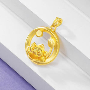 Fengshui Gold Lotus Lucky Pendant Necklace - FengshuiGallary