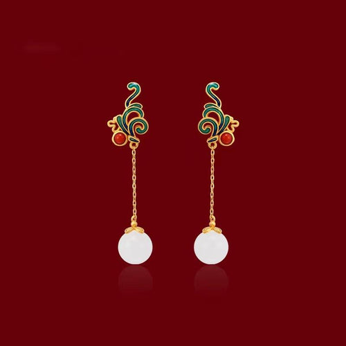 Fengshui Jade Enamle Earrings - FengshuiGallary