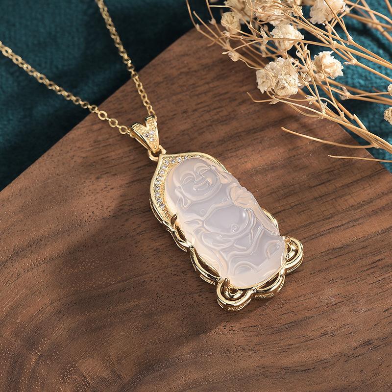 Fengshui Laughing Buddha Jade Necklace - FengshuiGallary