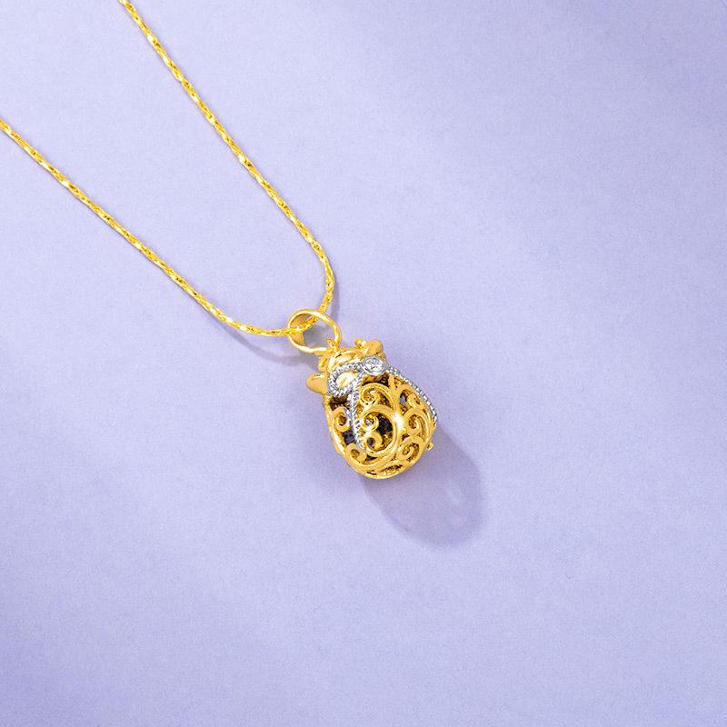 Fengshui Money Bag Purple Crystal Gold Luck Pendant Necklace - FengshuiGallary